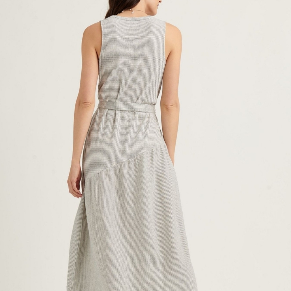 Lucky Brand Eliza Stripe Belted Maxi Dress Sz Small - Picture 2 of 12